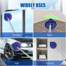 Max 86'' Flexible Long Handle Wall Cleaner With 90° Cleaning Angle, Wall Mop For Painted Walls,Ceiling,Window,Floor,Baseboard Cleaner Tool Duster, Dry Dust & Wet Wash Cleaning Mop With 6 Pads - Màu xanh lam - Xem 7