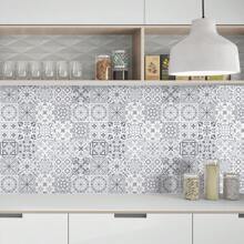 20 Peças/Conjunto 20 x 20 cm Adesivos à prova de óleo de estilo Mandala cinza e branco para cozinha, Adesivos à prova d'água autocolantes para azulejos de fogão com canto flexível, Decoração com padrão geométrico para decoração de sala, decoração de casa, decoração de sala de estar, papel de parede, decoração de cozinha, arte de parede, acessórios de cozinha, itens de cozinha, decoração de parede, adesivos de parede, adesivo de parede