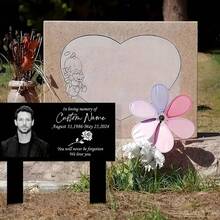 1pc Customizable Memorial Stake - Metal With Colored Photo, Name And Date, For Cemetery Memorial, Personalized Gravestone, Vintage-Style Outdoor Garden Tribute, With Frame And Message, Memorial Day Decoration, Weatherproof, Sympathy Gift - Black - View 3