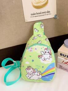 1个女童迷你小马图案拉链尼龙胸包，四季皆宜 - 彩色 - 查看 14