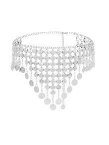 1pc Women's Belly Dance Waist Chain, New Dance Hip Scarf, Dance Costume Festival Performance Waist Chain, Tassel Coin Decor Waistband Summer, School Fall, Autumn, Halloween - Multicolor - View 15