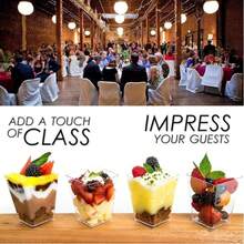 25/50/100pcs 5 Oz Plastic Dessert Cups , Yogurt Parfait For Party Appetizers, Mini Desserts, Mousse, Pudding, Fruit, Jelly Cheesecake And Ice Cream Square Plastic Cup Cheese Cake Cup - Transparent Cup+ Flat Lid - View 8