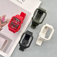 1pc Glacier Integrated Full Coverage Protective Band Compatible With Apple Watch, 42mm 46mm 38mm 40mm 41mm 44mm 45mm, Breathable TPU Sports Strap For Apple Watch Series 10/9/8/7/6/5/4, Suitable For Summer, Unisex - Multicolor - View 12