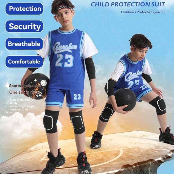Ensemble de protections pour genoux et coudes pour enfants, genouillères souples et respirantes, pour garçons et filles, convient pour le volleyball, le soccer, la danse, le yoga, le tennis, la course, le cyclisme, l'entraînement, l'escalade
