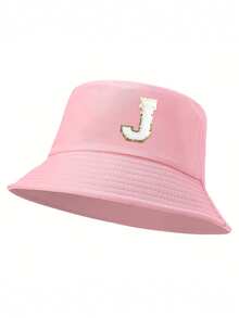 1pc Women'S 26 Letters Bucket Hat, Personalized Fashion Casual Sun Hat, Casual Holiday Beach Sun Hat For Travel, Daily Travel Outdoor Sports Hat, Sun Hat, Minimalist Bucket Hat, Lightweight And Foldable, Suitable For Outdoor, Travel, Hiking, Picnic, Commuting, Etc., Also A Great Gift For Mom Or Friends