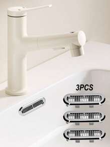 3pcs Basin Hole Covers,Overflow Long Hole Cover,Wash Basin Plug Filter,Decorative Cover,Rectangular Round Ring Plug For Bathroom Kitchen Wash Basin/Bathtub/Pedestal Basin/Mop Sink Overflow Hole,Bathroom Kitchen Accessory