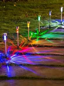 10 pezzi Luci a picchetto solari a LED, luci decorative da esterno alimentate a energia solare in acciaio inossidabile per giardino, prato, vialetto, terrazza, vialetto, giardino, decorazione per feste