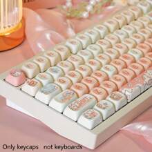 142 Keys Party Kitten Keycaps, Cute Cat-Shaped MAO Height Personalized Keycaps, PBT Dye-Sublimated, Suitable For 61/75/87/98/100 Keyboards
