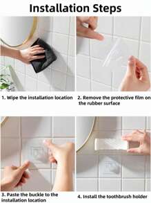 1 pièce Support mural pour brosse à dents sans perçage avec couvercle, Porte-brosse à dents électrique, Porte-dentifrice, Organisateur de brosse à dents auto-adhésif 2/5/6 fentes, Accessoires de rangement pour salle de bain (Blanc), Décoration de la maison et de la salle de bain Retour à l'école