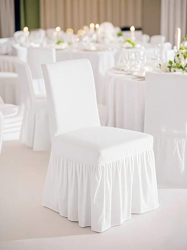 1/2/4pcs Solid Color Milk Silk Long Skirt Style Chair Covers, Full Coverage Non-Slip Durable Washable High Elasticity Stretchable, Easily Fits Universal Furniture Protectors For Party, Wedding, Banquet, Event, Dining, Celebration