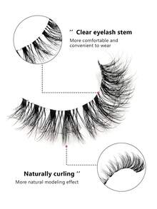 Asiteo 5 Pairs Cartoon Style Natural Fluffy & Lengthening Faux Mink Eyelashes - Transparent Band, Strip Lashes, Enhance Eye Makeup - 自然纖長款 - 查看 2