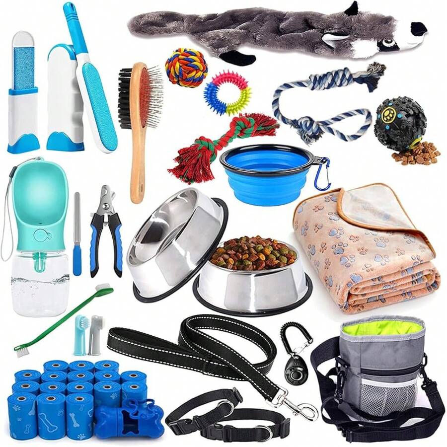 [Upgrade Version] Puppy Kit,39 Pack Puppy Essential Starter Kit For Small And Medium Dogs,Perfect Welcome Home Gift For New Puppies - Blue - View 1
