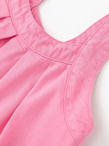 Balabala Girls' Embroidered Suspender Dress Set, Sweet & Stylish Look - White and Red - View 8