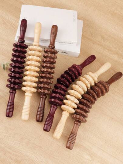 1 rolă de masaj multifuncțională cu 9 roți din lemn, placă Gua pentru răzuire, instrument de masaj din lemn, masaj pentru meridianele întregului corp, școală, înapoi la școală, călătorie, articole esențiale pentru călătorie, articole esențiale pentru casă, spa, instrument de masaj, masaj, masaj, spa