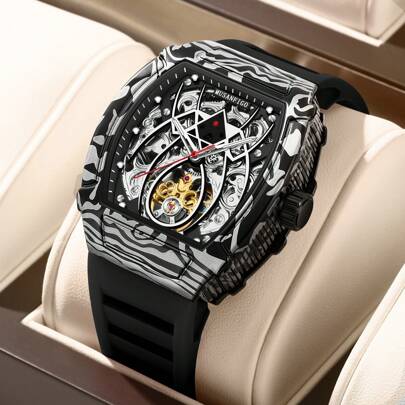 MUSANFIGO Business Men's Automatic Mechanical Watch, Skeletonized Luminous Men's Fashion Wristwatch, The Ideal Choice For Giving As A Gift