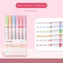1 Stück / 3 Stücke / 6 Stücke / 8 Stücke / 12 Stücke geschwungener und wellenförmiger Designmarkerstift, Spitzenstifte, wellenförmige Blumenhighlighter, DIY Umrissgeschwungene Stifte, geeignet für Handbücher und Zeichnungen, sowie Stifte für Jugendliche und Erwachsene, Lernspielzeug für Büro, Zeichnen, Marker, Schreibwaren, Jungen, Mädchen, Strumpfstopfer, Markerstifte, Spielzeug, Schreibwaren