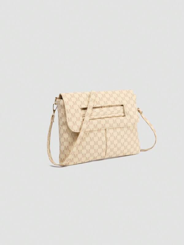 Bolso cruzado de mujer con estampado de letra con correa de hombro desmontable - Embrague, bolso de hombro y bolso cruzado