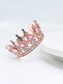 1pc Shiny Metallic Zinc Alloy Crown, Ladies Tiara Decor, Suitable For Birthday, Wedding, Valentine's Day, Bachelorette Party, Party Decoration, Birthday Gift, Wedding Gift, Christmas Gift Costume Crown Hair Garland Headpiece, Tiara Crown