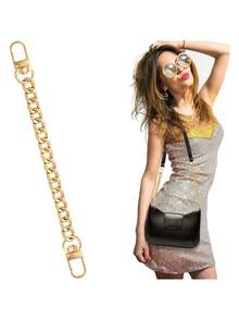 1 Pack Flat Purse Chain Iron Bag Link Chains Shoulder Straps Chains With Metal Buckles Hook For Replacement, DIY Handbags Crafts, 7.9 Inches/20cm(Gold) - Multicolor - View 12