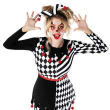 Morph Costumes Scary Women's Jester Costume - Fun Fancy Dress For Halloween Parties, Clown Harlequin Outfit With Jazzy Print & Pompoms - White - View 5