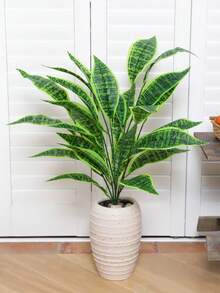 1PC 27.5-Inch (H) Simulated Green Plant Branches For Home Living Room, Bathroom, Balcony, Party Table Decoration, Garden And Courtyard Green Plant Decoration - Green - View 2