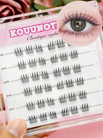 KOUUNOTENN 36 Clusters C Curl No Glue Needed Eyelashes, Korean Girl Group Style Glue-Free Press-On Lashes, 9-10mm Self-Adhesive False Eyelashes, Reusable & Long-Lasting, Japanese Makeup Thick And Natural Look, Wispy Eyelash Extensions, Ideal Gift For Women & Girls, Comfortable To Wear Without Irritation Lash Clusters, Eyelash Clusters, Individual Eyelashes, Lashes, Fake Lashes