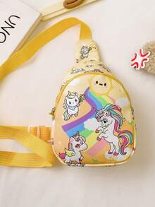 1个女童迷你小马图案拉链尼龙胸包，四季皆宜 - 彩色 - 查看 13