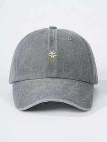 1pc Women's Embroidered Daisy Washed Baseball Cap, Adjustable Outdoor Sun Protection Casual Hat Suitable For Spring, Autumn, Travel, Beach, Also Applicable For Young Men Y2K Style Cap - Baseball Cap - View 17