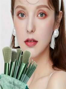13pcs/Set Soft & Fluffy Makeup Brush Set, Including Foundation, Blush, Eye Shadow Brushes, Professional Kabuki Makeup Brushes, Beauty Tools, Great Gift For Girlfriend, Valentine's Day, Birthday, Portable