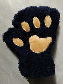 1 Pair Cute Cat Paw Fingerless Gloves, Plush Half-Finger Gloves, Warm & Cold-Resistant, Suitable For Girls Daily Use In Winter (With Rope) - Multicolor - View 14