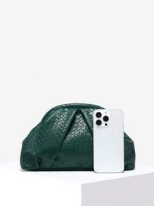Bolso de playa de ganchillo retro estilo mujer Sia, de gran capacidad con patrón de conchas marinas, decoración con remache rojo Angola, cartera plisada con cierre de mano a juego para el día a día, fiestas y outfits
