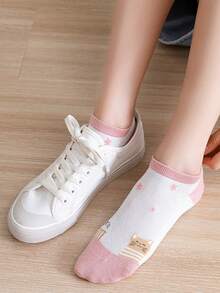 5 Pairs Cute Cat Pattern Crew Socks For Women , Cute Socks, Breathable And Sweat-Absorbent Soft Nude Socks, Suitable For Daily Wear, Holiday Gifts - Multicolor - View 6