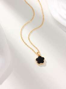 1pc Women's Delicate 5-Leaf Clover Flower Clavicle Necklace, Fashionable Versatile Chic Gifts For Party, Birthday, Anniversary