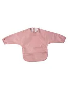 1pc Soft PU Long-Sleeved Waterproof Feeding Bib, Baby Bibs Plain Color, Long Sleeve Feeding Bib, Reverse Wear, Solid Color, Smock For Baby And Toddler Bib Suit