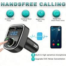 Bluetooth 5.3 Hands-Free Car Kit, Wireless FM Transmitter Receiver, Radio Adapter With 2 USB PD Chargers, Bluetooth Car Adapter, PD Charging Car Bluetooth MP3 Player, Car Charger, FM Transmitter, Dual USB Car Bluetooth Receiver Car Accessories - Multicolor - View 6