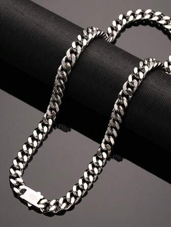 1PC Premium Stainless Steel Cuban Link Chain Necklace For Men - A Statement Piece