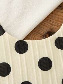 2 件套女婴夏季波尔卡圆点蝴蝶结背心和短裤，可爱休闲度假装 - 黑色 - 查看 4