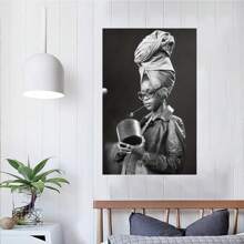 Framed [Artistic Charm] Erykah Badu Canvas Poster - Stylish Music Wall Art With Black And White Photo, Wrapped Canvas Frame, Pine , Ideal For Bedroom, Living Room, Office Decor, Living Room Art|Musicthemed Decor|Headphone Imagery, Music Room Decor