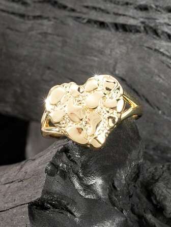 1pc Vintage Style Fashion Elegant Minimalist Asymmetric Heart Design Ring, Versatile Boho Ring Gift Suitable For Girlfriend, Wife, Lover, Family