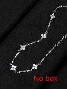 Nooxian 1 件女士多层流苏铜镶嵌锆石四叶草手链，日常礼品珠宝（无礼盒）