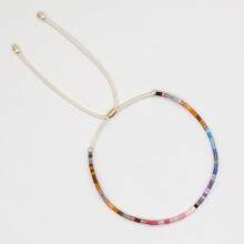 1PC Summer Bohemian Leisure Vacation Style Random Mixed Color Bead Bracelet, INS Colored Fine Rice Bead Adjustable Bracelet, Stackable Summer Beach Couple/Best Friend Bracelet, Suitable For Daily Commuting, Festival Party, Beach Travel, Best Gift For Family And Friends, Summer Gift, Vacation Gift
