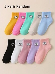 10 Paar Kindersocken Set, niedliches Augen Ausdrucks Kombidesign, bequem & atmungsaktiv, modisch & vielseitig, geeignet für den täglichen Gebrauch und Sport, für Schüler.