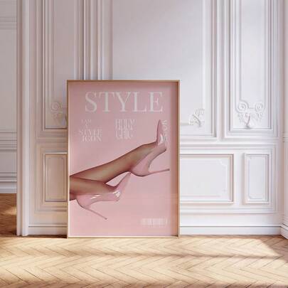 1pc Pink Newspaper Wall Art, Fashion Printed Canvas Painting, Retro Poster, Girly Decor, Suitable For Bedroom, Living Room Or Apartment Wall Decoration, Gift For Her, Frameless Or Framed Option Available