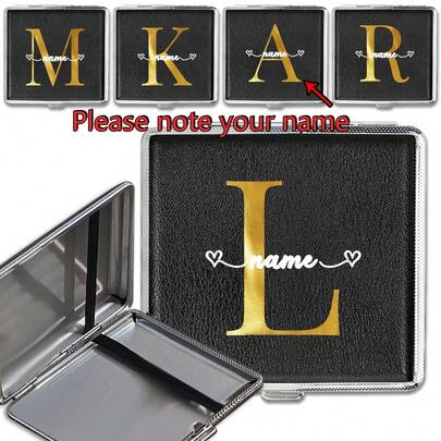 Custom Name PU Leather Cigarette Case Tobacco Pack Pocket Cig Storage Organizer Box Man's Cigar Holder Protective Cover Large Capacity Container Portable Smoking Accessory Ideal For Outdoors Travel