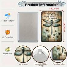 1PC Tin Sign 2D Flat, Dragonfly With Inspirational Quote, Those We Love Do Not Go Away, Vintage Garden Art, Rustic Wall Decor, Perfect For Living Room Or Garden, 8x12 Inches/ 20x30 Cm - 8x12 inch/20x30cm-1 cái - Xem 3