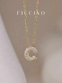 Dây chuyền mặt chữ cái Cubic Zirconia cổ điển FICCINO, Dây chuyền chữ cái mạ vàng bằng thép không gỉ Titanium, Vòng cổ choker All-Match hàng ngày, Hộp quà tặng, Quà kỷ niệm - 1556n - Xem 5