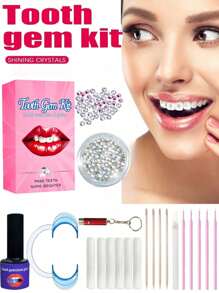 150 piezas Kit autoadhesivo de gemas dentales DIY, Set de joyería de decoración dental con cristales brillantes, accesorios dentales removibles y resistentes, joyas de moda brillante para estilo hip hop, gótico, Y2K, Halloween