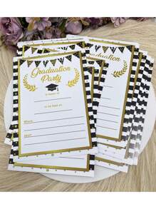 2pcs/Set Graduation Invitation Cards With Envelopes, Graduation Season Party Invitation Cards, Double-Sided Writeable Invitations, Suitable For Graduation Party, Theme Party - Multicolor - View 4