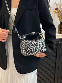 Large Capacity Tote Bag, Fashion One Shoulder Crossbody Bag, PU Material, Party Purse - Black - View 8