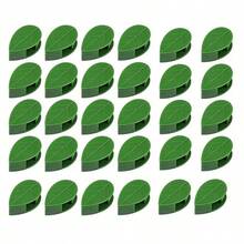 30入組攀爬植物牆固定夾，隱形藤蔓牽引支撐架，附36片膠帶固定，適用於室內外花園裝飾 (綠葉)